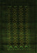 Serging Thickness of Machine Washable Southwestern Green Country Area Rugs, wshtr2401grn