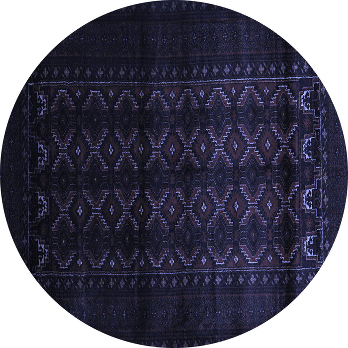 Round Southwestern Blue Country Rug, tr2401blu