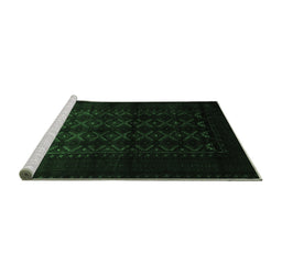 Sideview of Machine Washable Southwestern Emerald Green Country Area Rugs, wshtr2401emgrn