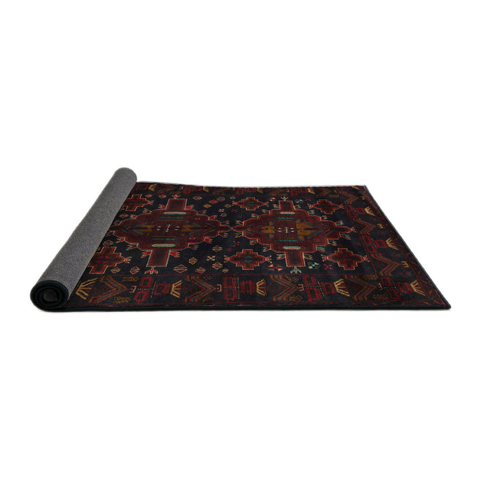 Sideview of Traditional Burgundy Brown Persian Rug, tr2402