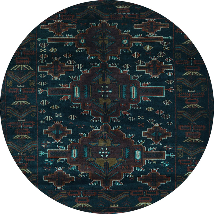 Round Machine Washable Persian Light Blue Traditional Rug, wshtr2402lblu