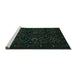 Sideview of Machine Washable Persian Turquoise Traditional Area Rugs, wshtr2402turq