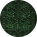 Round Persian Emerald Green Traditional Rug, tr2402emgrn