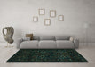 Machine Washable Persian Turquoise Traditional Area Rugs in a Living Room,, wshtr2402turq