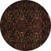 Round Persian Brown Traditional Rug, tr2402brn