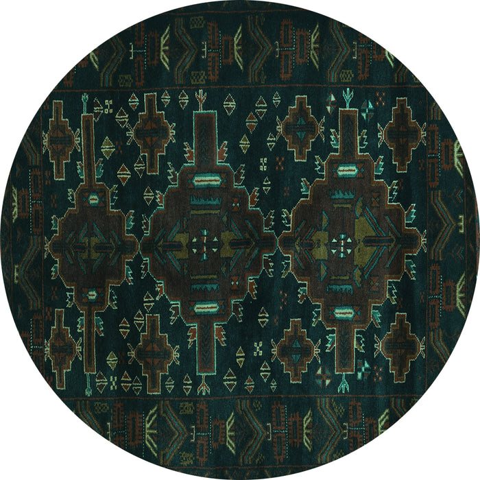 Round Persian Turquoise Traditional Rug, tr2402turq