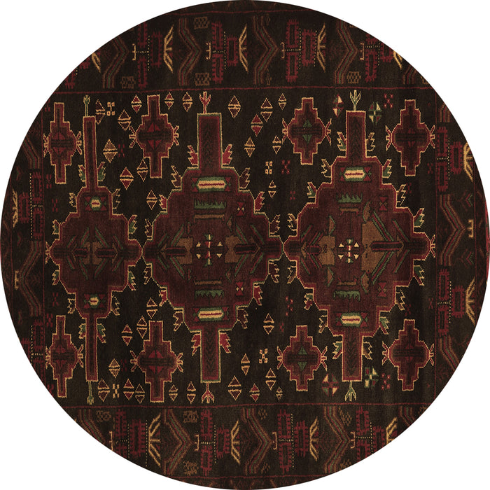 Round Machine Washable Persian Brown Traditional Rug, wshtr2402brn