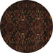 Round Machine Washable Persian Brown Traditional Rug, wshtr2402brn