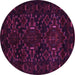 Round Machine Washable Persian Pink Traditional Rug, wshtr2402pnk