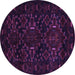 Round Machine Washable Persian Purple Traditional Area Rugs, wshtr2402pur