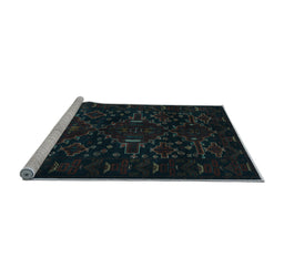 Sideview of Machine Washable Persian Light Blue Traditional Rug, wshtr2402lblu