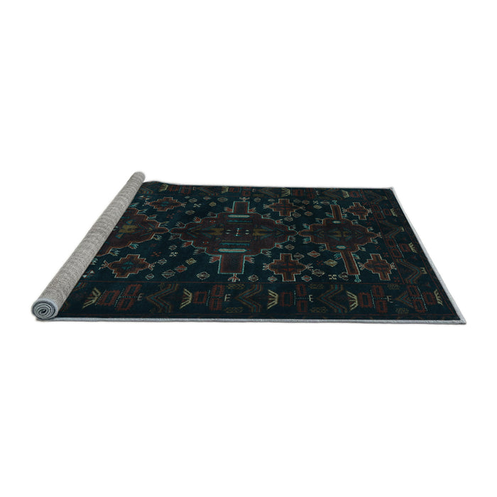 Sideview of Machine Washable Persian Light Blue Traditional Rug, wshtr2402lblu