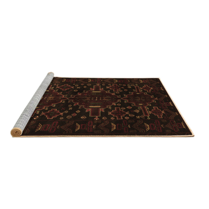 Sideview of Machine Washable Persian Brown Traditional Rug, wshtr2402brn