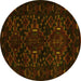Round Persian Yellow Traditional Rug, tr2402yw