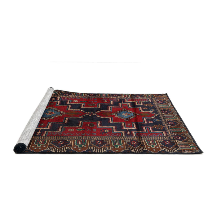 Sideview of Machine Washable Traditional Deep Red Rug, wshtr2403