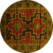 Round Persian Yellow Traditional Rug, tr2403yw