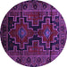 Round Machine Washable Persian Purple Traditional Area Rugs, wshtr2403pur