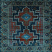 Square Machine Washable Persian Light Blue Traditional Rug, wshtr2403lblu