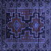 Square Machine Washable Persian Blue Traditional Rug, wshtr2403blu