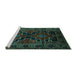 Sideview of Machine Washable Persian Turquoise Traditional Area Rugs, wshtr2403turq