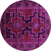 Round Machine Washable Persian Pink Traditional Rug, wshtr2403pnk