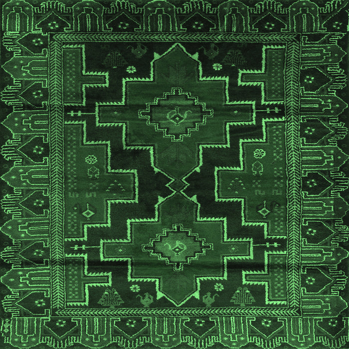 Square Persian Emerald Green Traditional Rug, tr2403emgrn