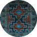 Round Persian Light Blue Traditional Rug, tr2403lblu