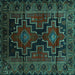 Square Machine Washable Persian Turquoise Traditional Area Rugs, wshtr2403turq