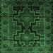 Square Machine Washable Persian Emerald Green Traditional Area Rugs, wshtr2403emgrn