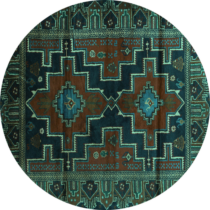 Round Persian Turquoise Traditional Rug, tr2403turq
