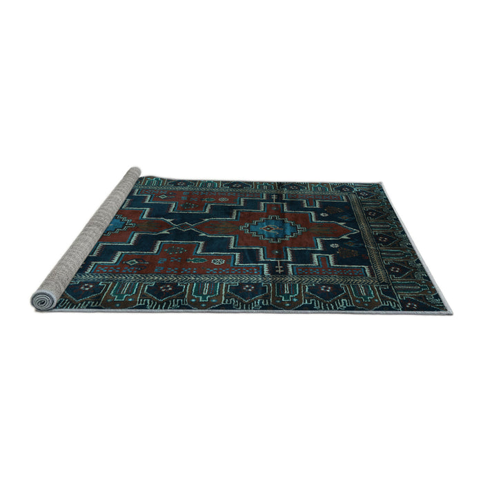 Sideview of Machine Washable Persian Light Blue Traditional Rug, wshtr2403lblu