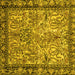 Square Machine Washable Persian Yellow Traditional Rug, wshtr2404yw