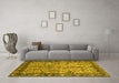 Machine Washable Persian Yellow Traditional Rug in a Living Room, wshtr2404yw