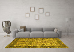Machine Washable Persian Yellow Traditional Rug in a Living Room, wshtr2404yw