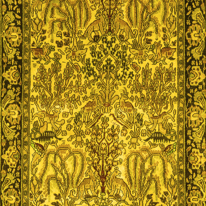 Machine Washable Persian Yellow Traditional Rug, wshtr2404yw