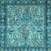 Square Machine Washable Persian Light Blue Traditional Rug, wshtr2404lblu