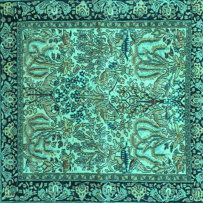 Square Persian Turquoise Traditional Rug, tr2404turq