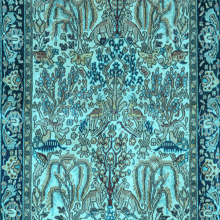 Machine Washable Persian Light Blue Traditional Rug, wshtr2404lblu