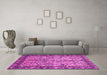 Machine Washable Persian Pink Traditional Rug in a Living Room, wshtr2404pnk