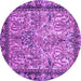 Round Machine Washable Persian Purple Traditional Area Rugs, wshtr2404pur