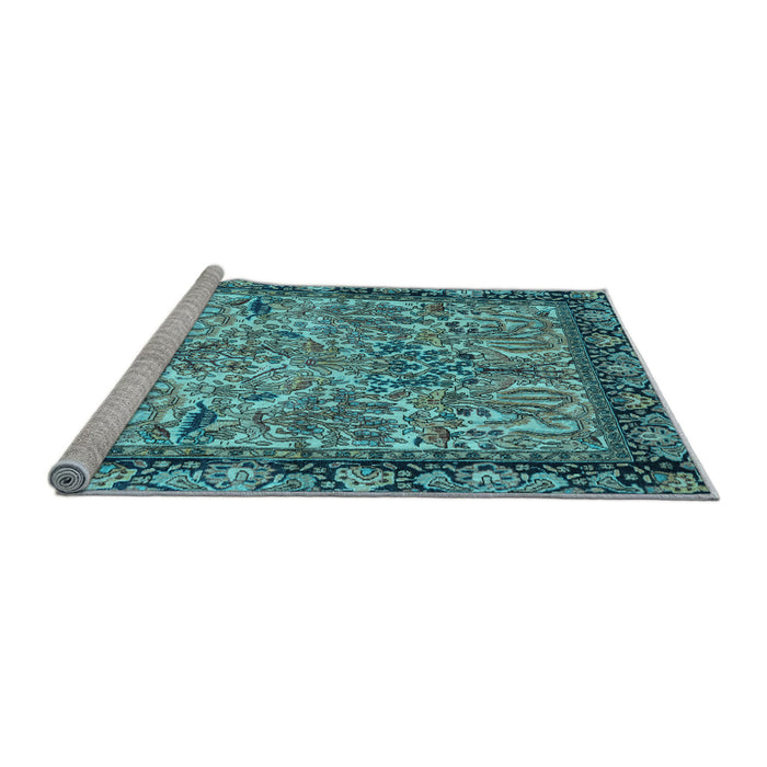 Sideview of Machine Washable Persian Light Blue Traditional Rug, wshtr2404lblu