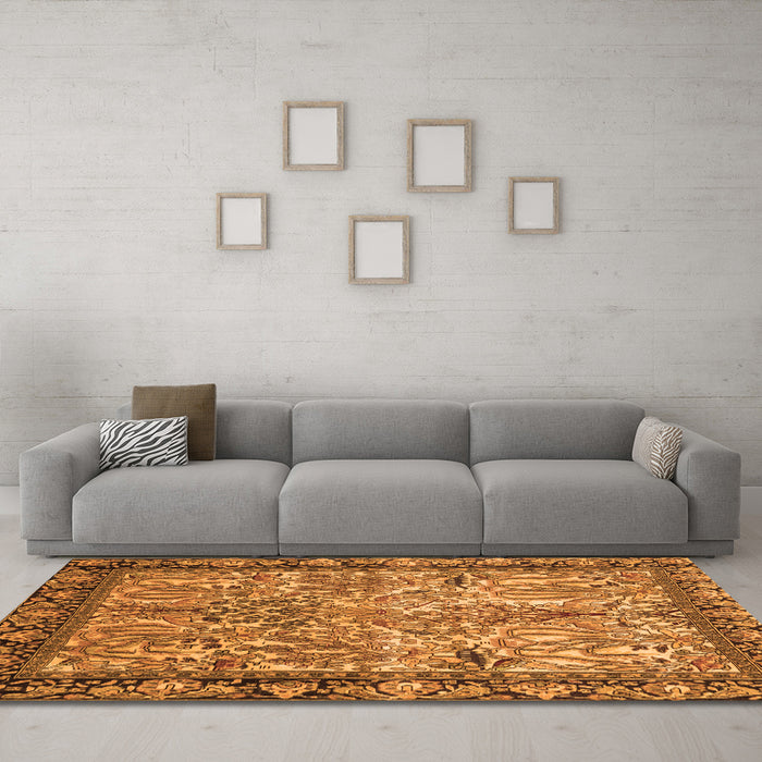 Machine Washable Persian Orange Traditional Area Rugs in a Living Room, wshtr2404org
