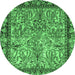 Round Persian Emerald Green Traditional Rug, tr2404emgrn