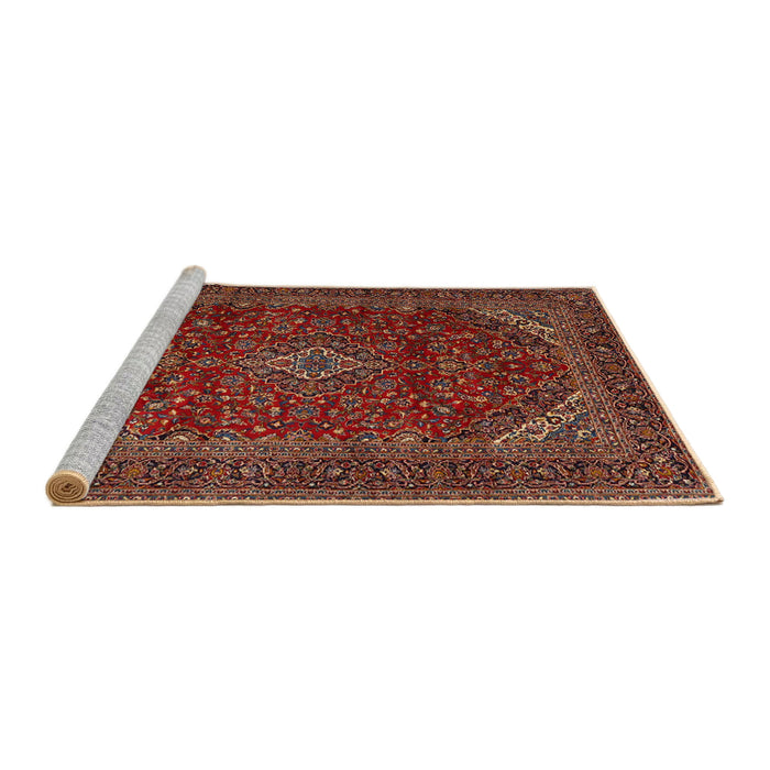 Sideview of Machine Washable Traditional Saffron Red Rug, wshtr2405