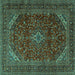 Square Persian Turquoise Traditional Rug, tr2405turq