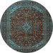 Round Machine Washable Persian Light Blue Traditional Rug, wshtr2405lblu