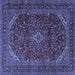 Square Machine Washable Persian Blue Traditional Rug, wshtr2405blu