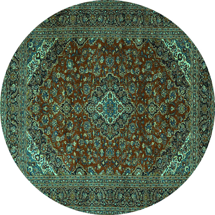 Round Persian Turquoise Traditional Rug, tr2405turq