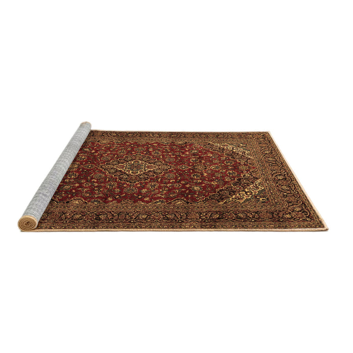 Sideview of Machine Washable Persian Brown Traditional Rug, wshtr2405brn