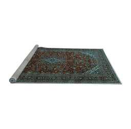 Sideview of Machine Washable Persian Light Blue Traditional Rug, wshtr2405lblu